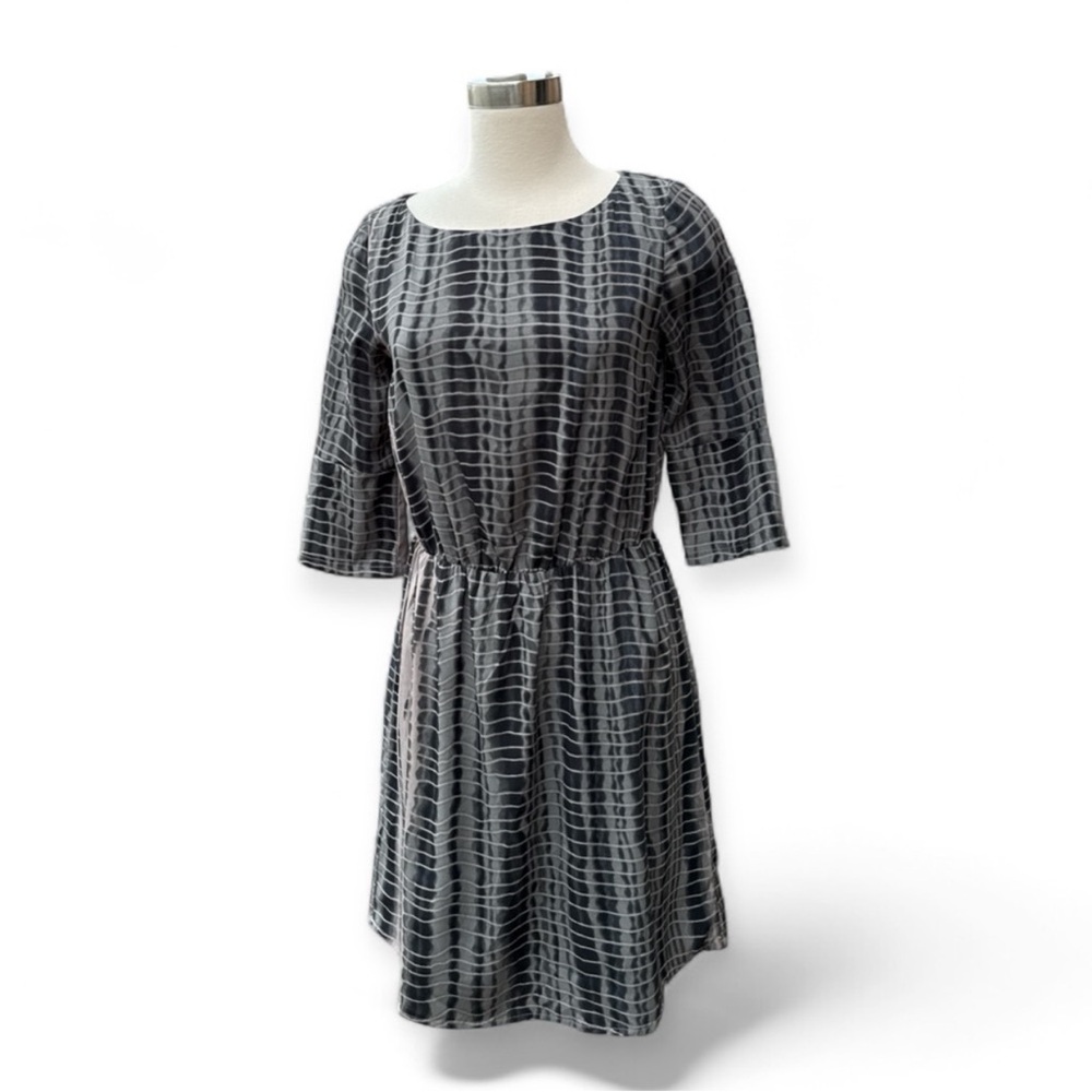 W118 by Walter Baker Black and Gray Patterned Long Sleeve Dress